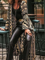 Geometric Print Casual Long Sleeves Cardigan