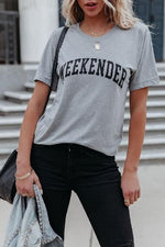 WEEKENDER Print Round Neck Short Sleeves T-shirt