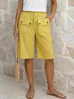Women's Solid Color Breathable Linen Look Bermuda Shorts