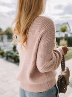 Solid V Neck Bow Sweater
