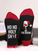 Christmas Letters Goblet Unisex Color Block Mid-calf Socks