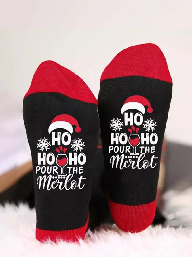 Christmas Cartoon Letters Unisex Mid-calf Socks