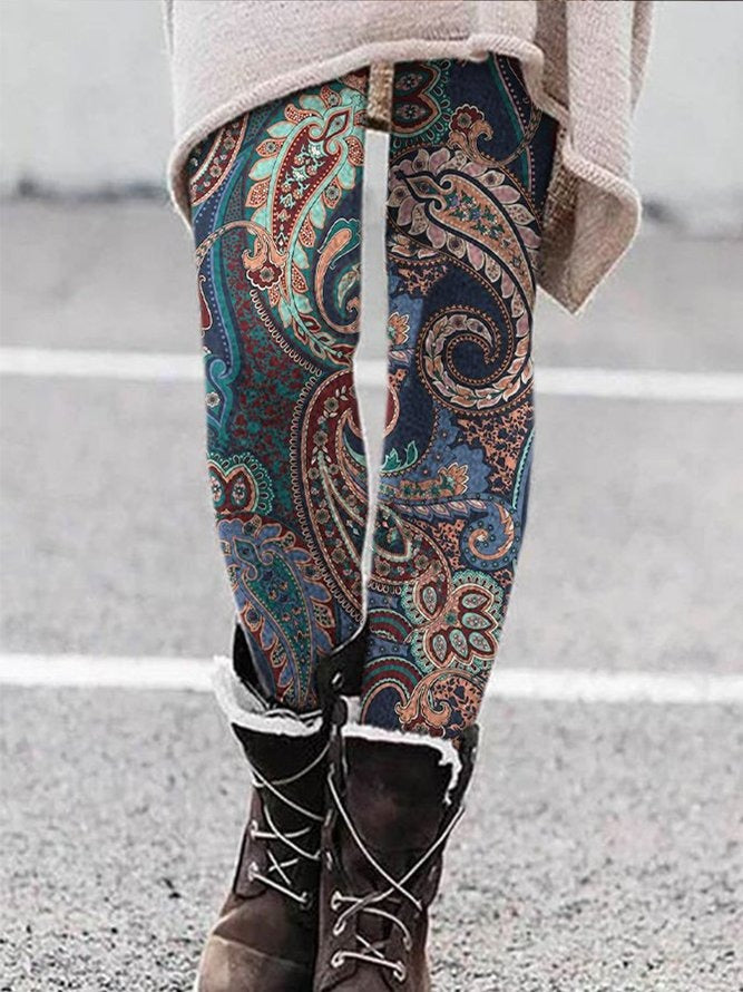 Floral Print Skinny Warm Legging