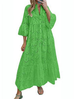 Women's Lace Eyelet Maxi Dress with Pockets