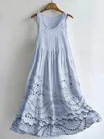 Cottage Floral Print Flowy Linen Tank Dress