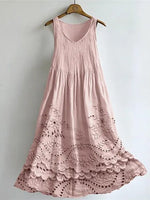 Cottage Floral Print Flowy Linen Tank Dress