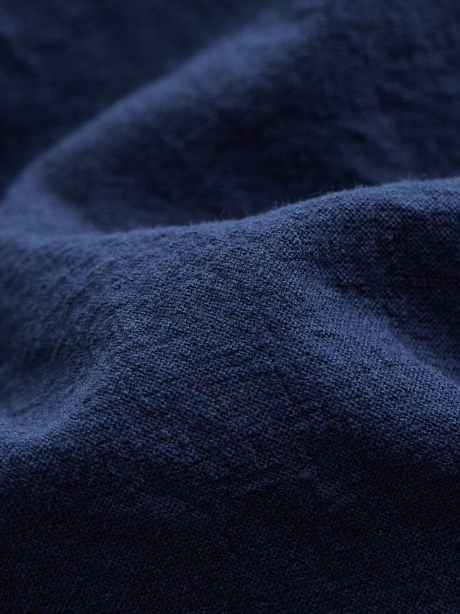 Women Plain Solid Button V Neck Casual Cotton Long Sleeve Blouse