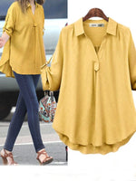 Shirt Collar Casual Plain Loose Shirt