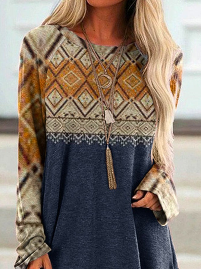 Jersey Ethnic Geometry Casual Sweatshirt