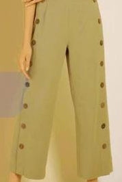 Women's Solid Color Buttons Summer Wide Leg Pants