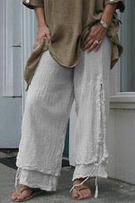 Women's Solid Color Layered Casual Loose Pants