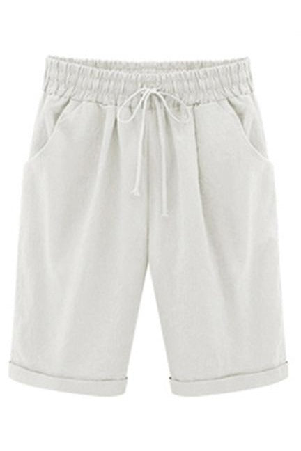 Plain with Pockets Sashes Holiday Loose Shorts (9 Colors)