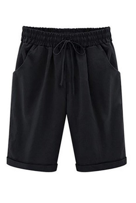 Plain with Pockets Sashes Holiday Loose Shorts (9 Colors)