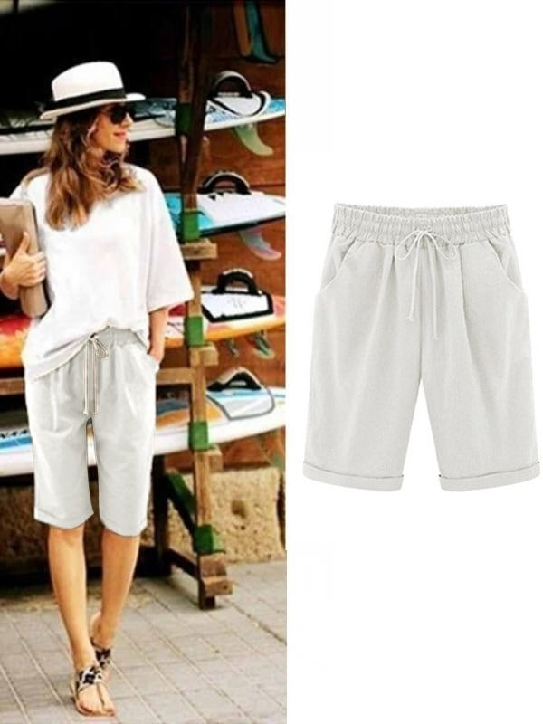 Plain with Pockets Sashes Holiday Loose Shorts (9 Colors)