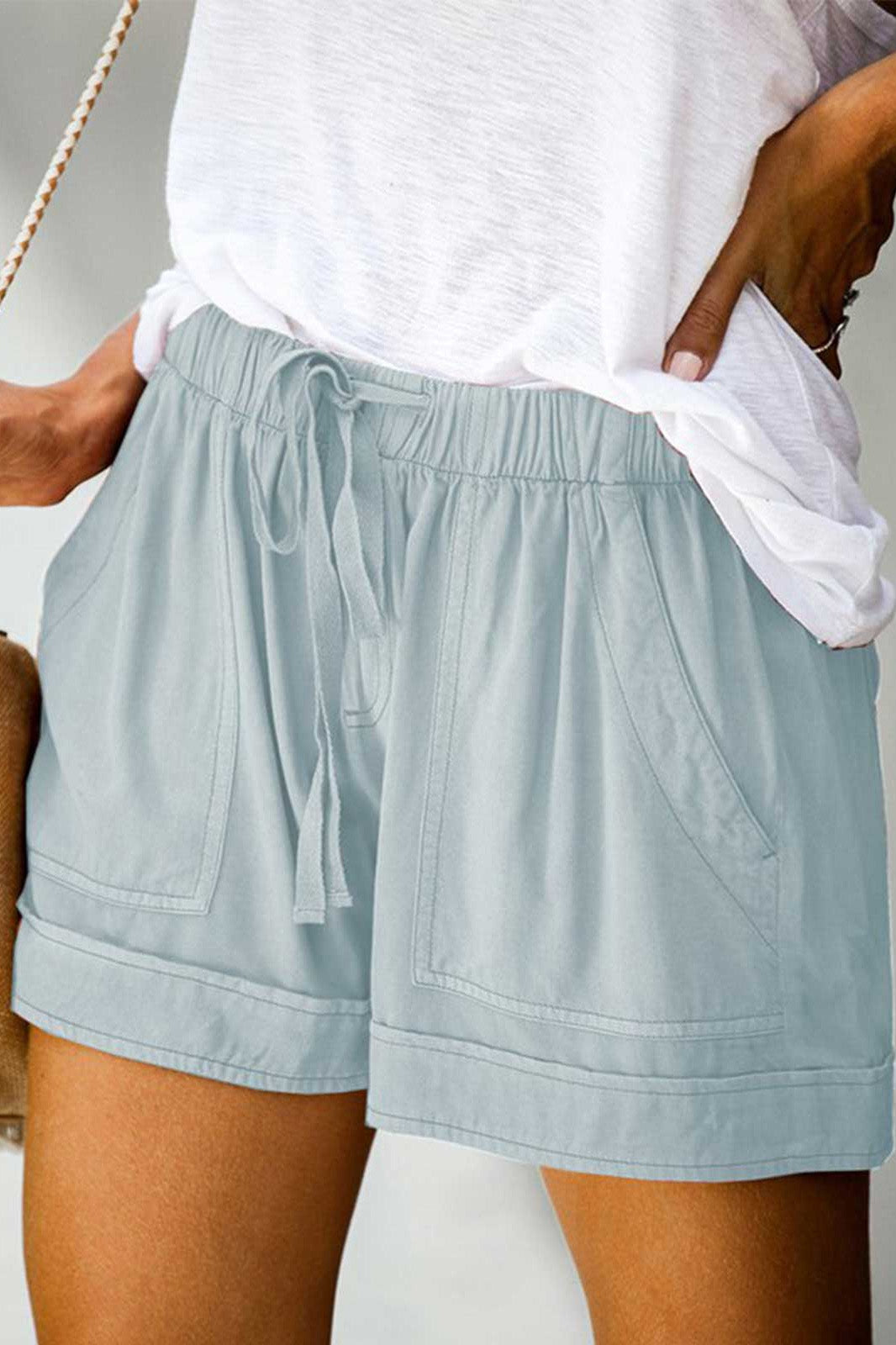 Solid Color with Pockets Summer Casual Shorts