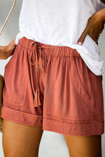 Solid Color with Pockets Summer Casual Shorts