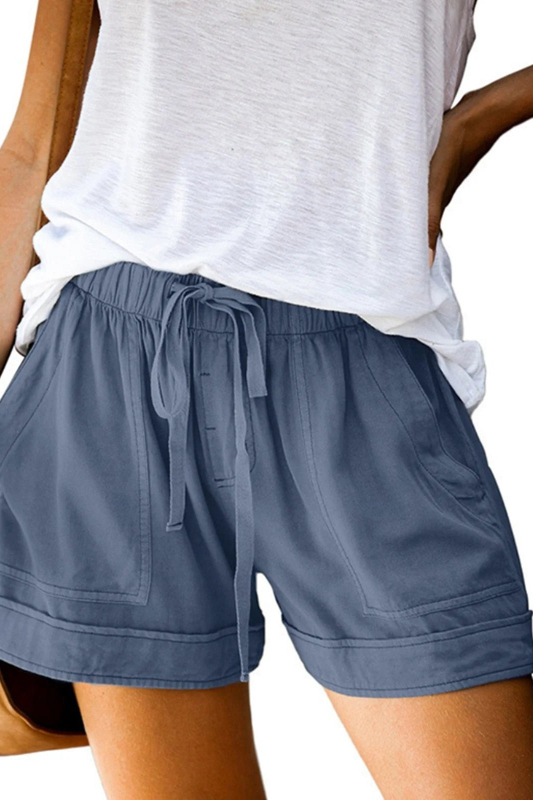 Solid Color with Pockets Summer Casual Shorts