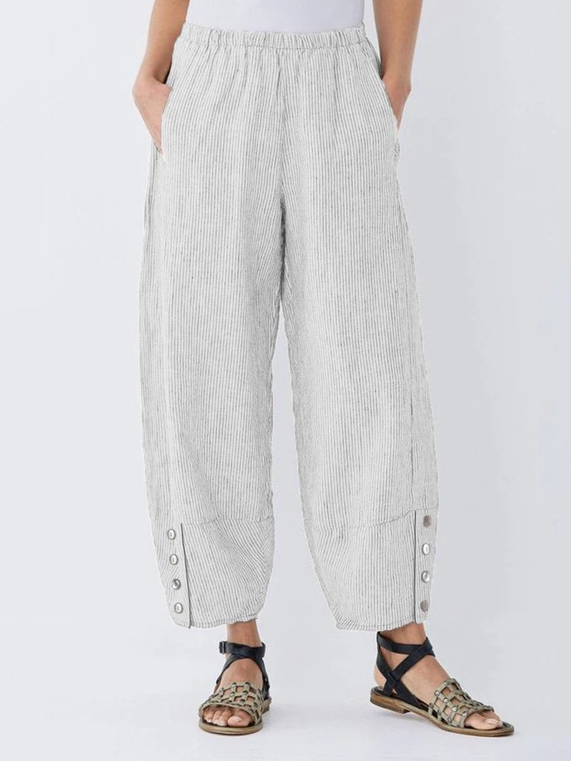 Women's Stripe with Pockets Casual Loose Pants