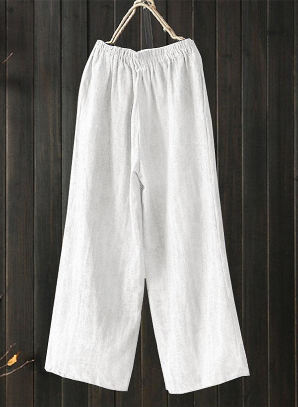Women's Solid Color with Pockets Casual Wide Leg Pants