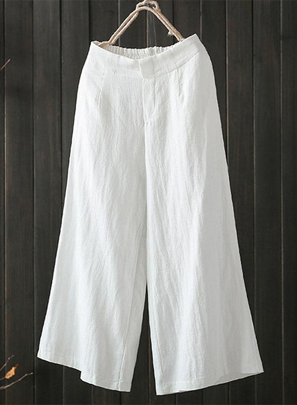 Women's Solid Color with Pockets Casual Wide Leg Pants