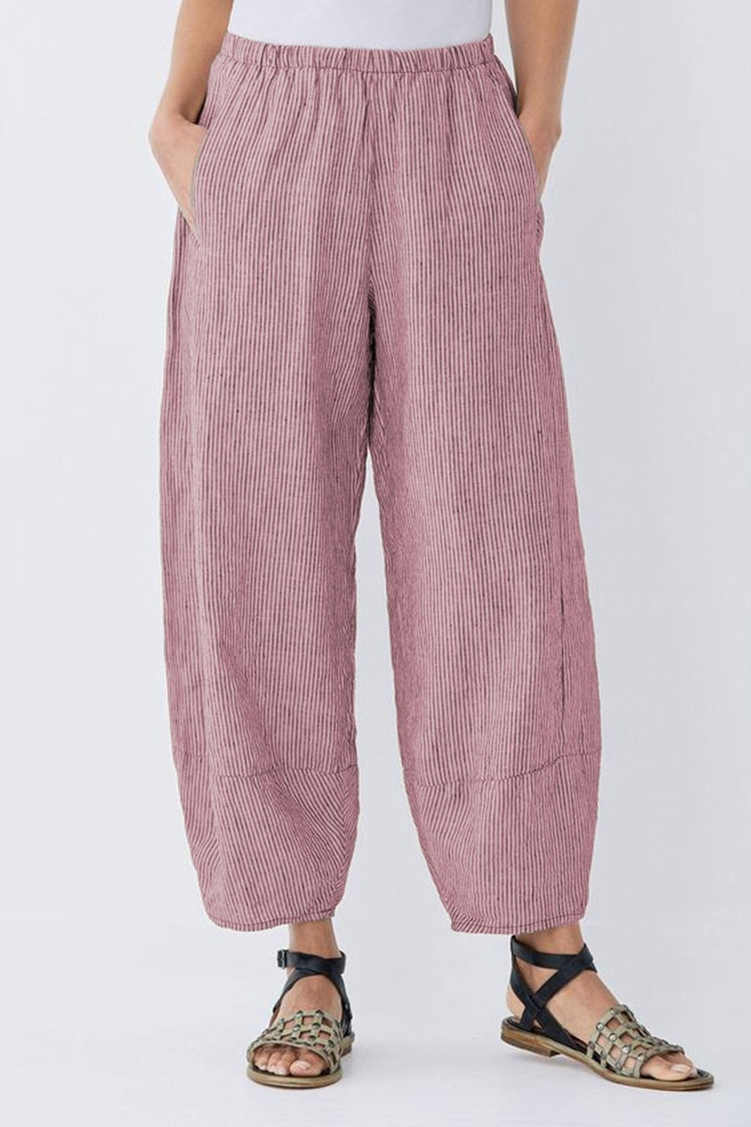 Women's Stripe with Pockets Casual Loose Pants