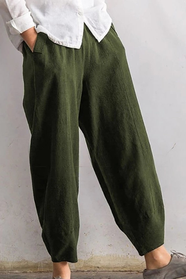Women's Solid Color with Pockets Casual Loose Pants