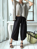 Women's Solid Color Buttons Casual Loose Pants
