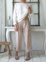 Women's Solid Color Buttons Casual Loose Pants