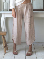 Women's Solid Color Buttons Casual Loose Pants