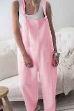 Women's Solid Color with Pockets Casual Wide Leg Jumpsuit