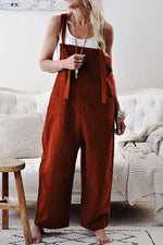 Women's Solid Color with Pockets Casual Wide Leg Jumpsuit