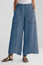 Women's Solid Color with Pockets Casual Wide Leg Pants