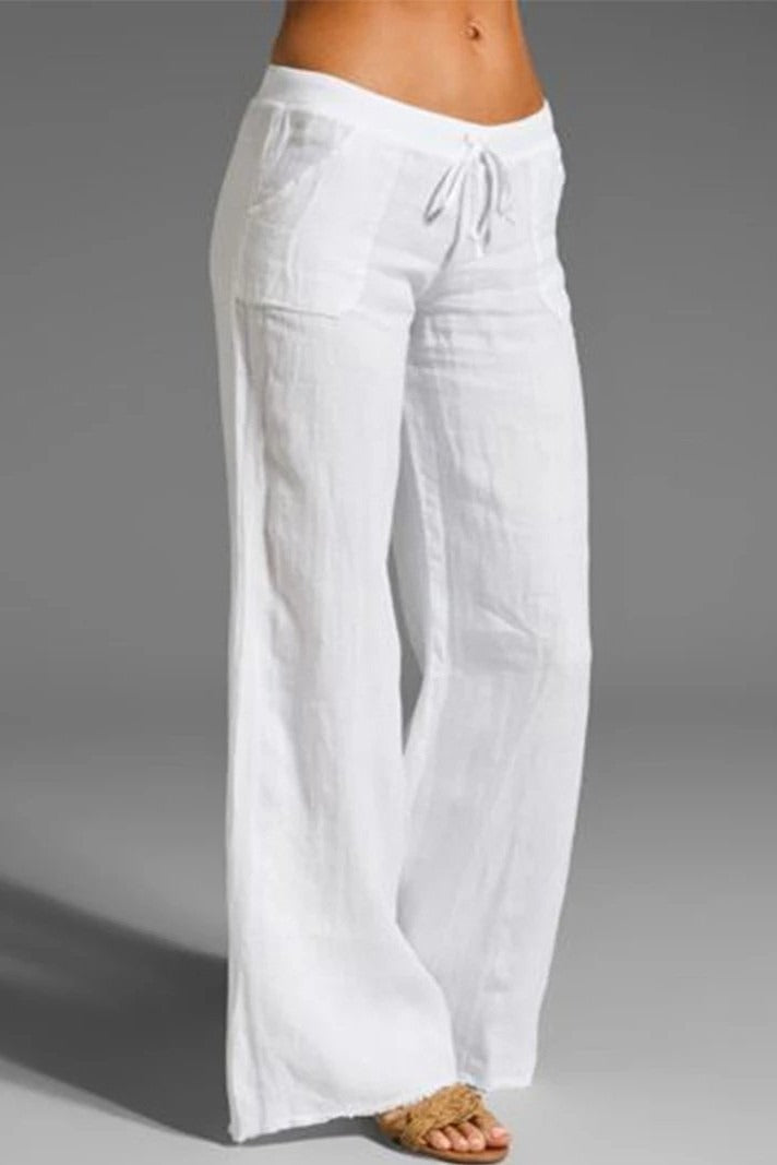 Women's Solid Color with Pockets Summer Loose Pants