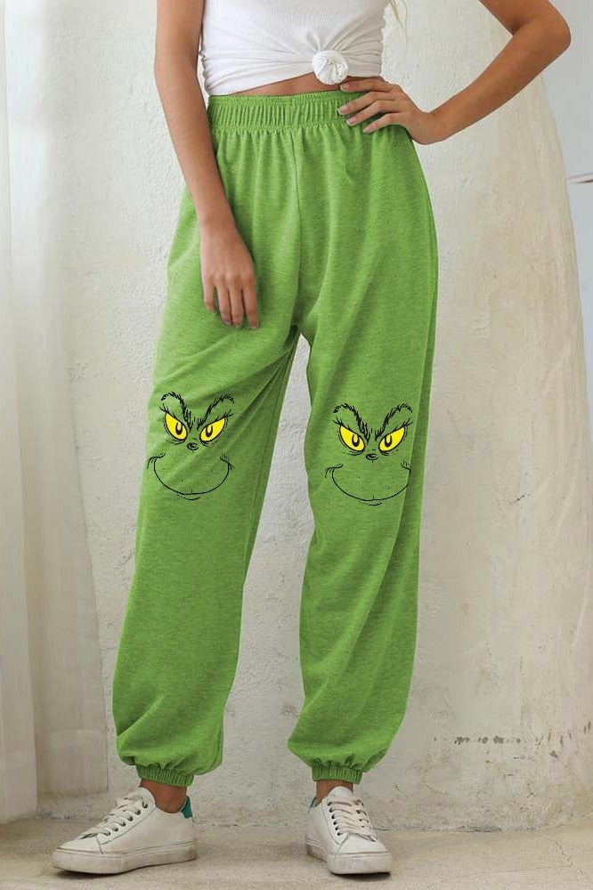 Women's Grinch Print Casual Loose Pants