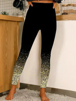 Glitters Print Casual Elastic Waist Leggings