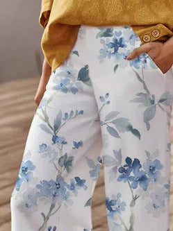 Floral Print with Pockets Loose Pants
