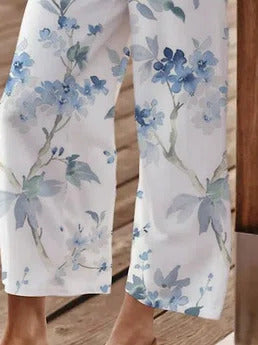 Floral Print with Pockets Loose Pants