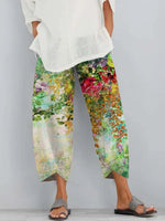Floral Print Tie-dye with Pockets Casual Pants