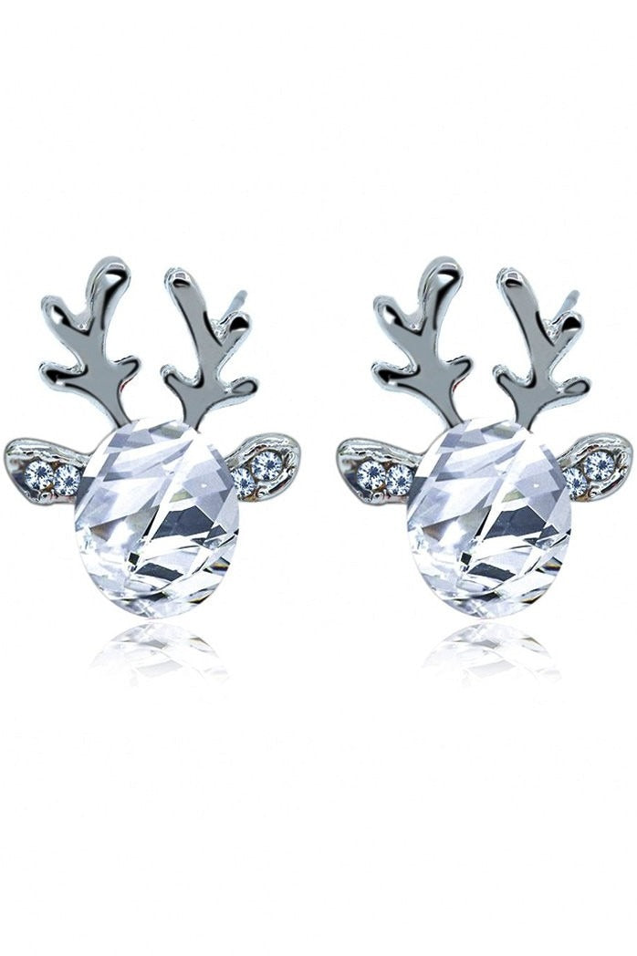 Crystal Gem Christmas Antlers Stud Earrings