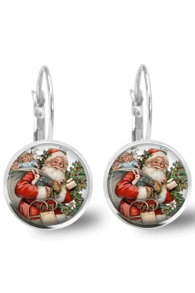 Cute Santa Claus Time Gem Earrings