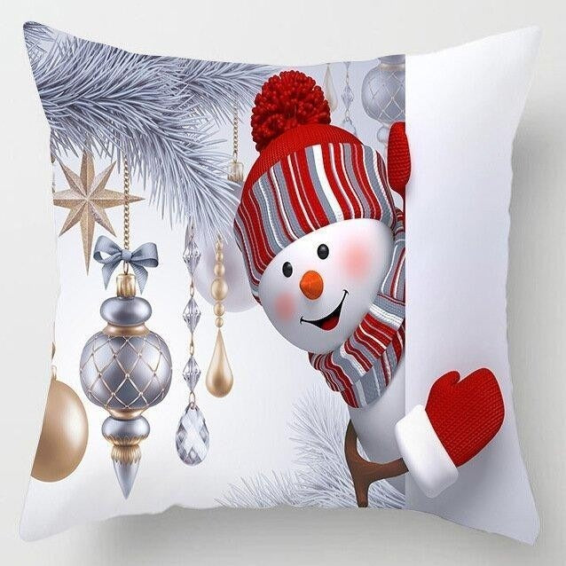 Christmas Snowman Print Casual Pillowcase