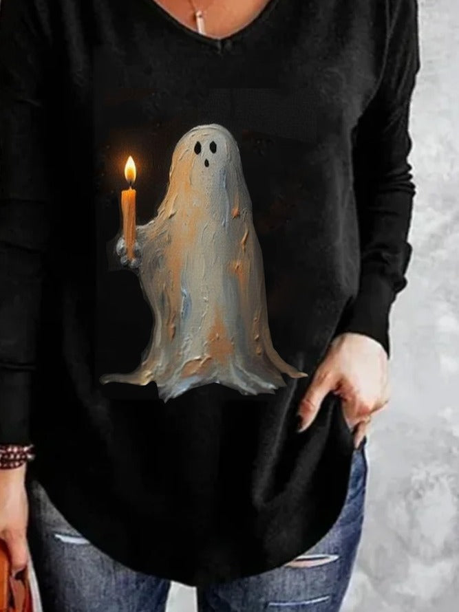 Loose V Neck Halloween Casual T-Shirt