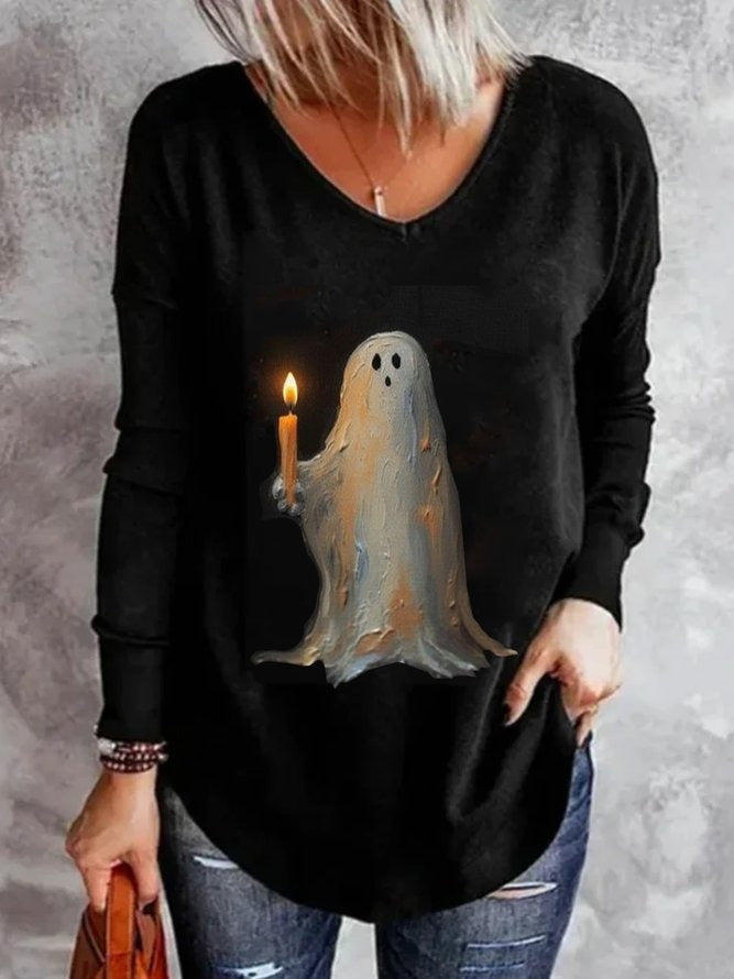 Loose V Neck Halloween Casual T-Shirt