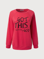 Crew Neck Long Sleeve Cotton Letter Print Sweatshirt