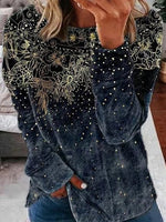 Classical Floral Print Crew Neck Long Sleeve Sweatshirt