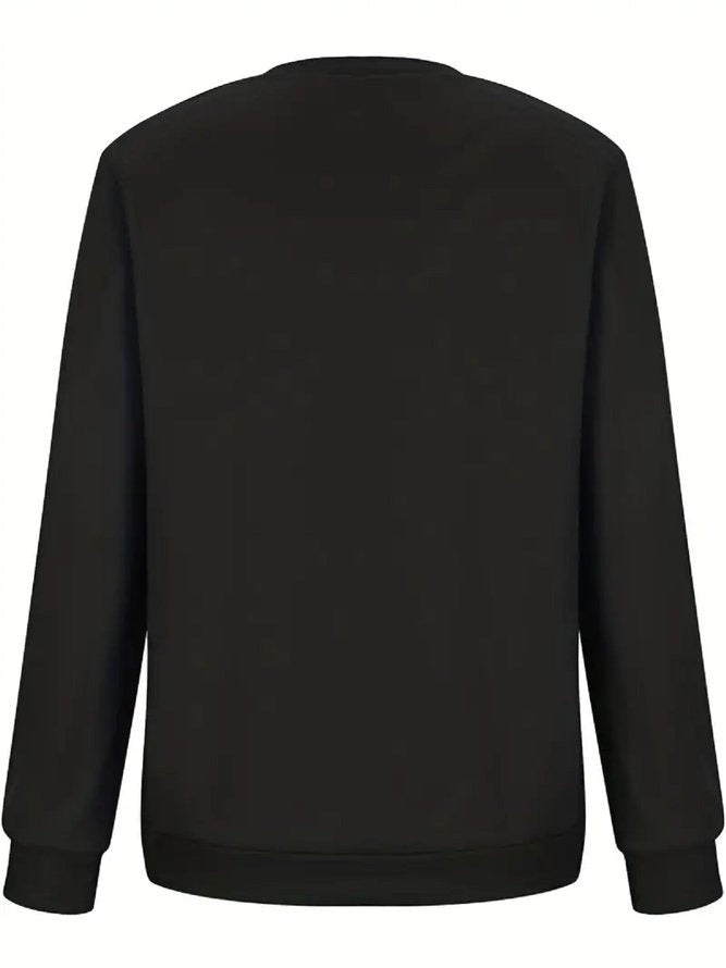 Casual Cat Print Crew Neck Sweatshirt