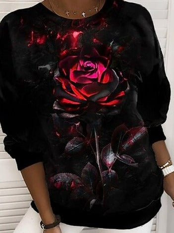 Loose Casual Floral Print Sweatshirt