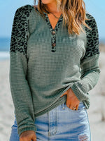 V Neck Jacquard Loose Casual Shirt