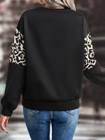 Casual Crew Neck Leopard Print Sweatshirt