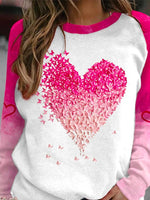 Crew Neck Jersey Heart/Cordate Print Casual Sweatshirt